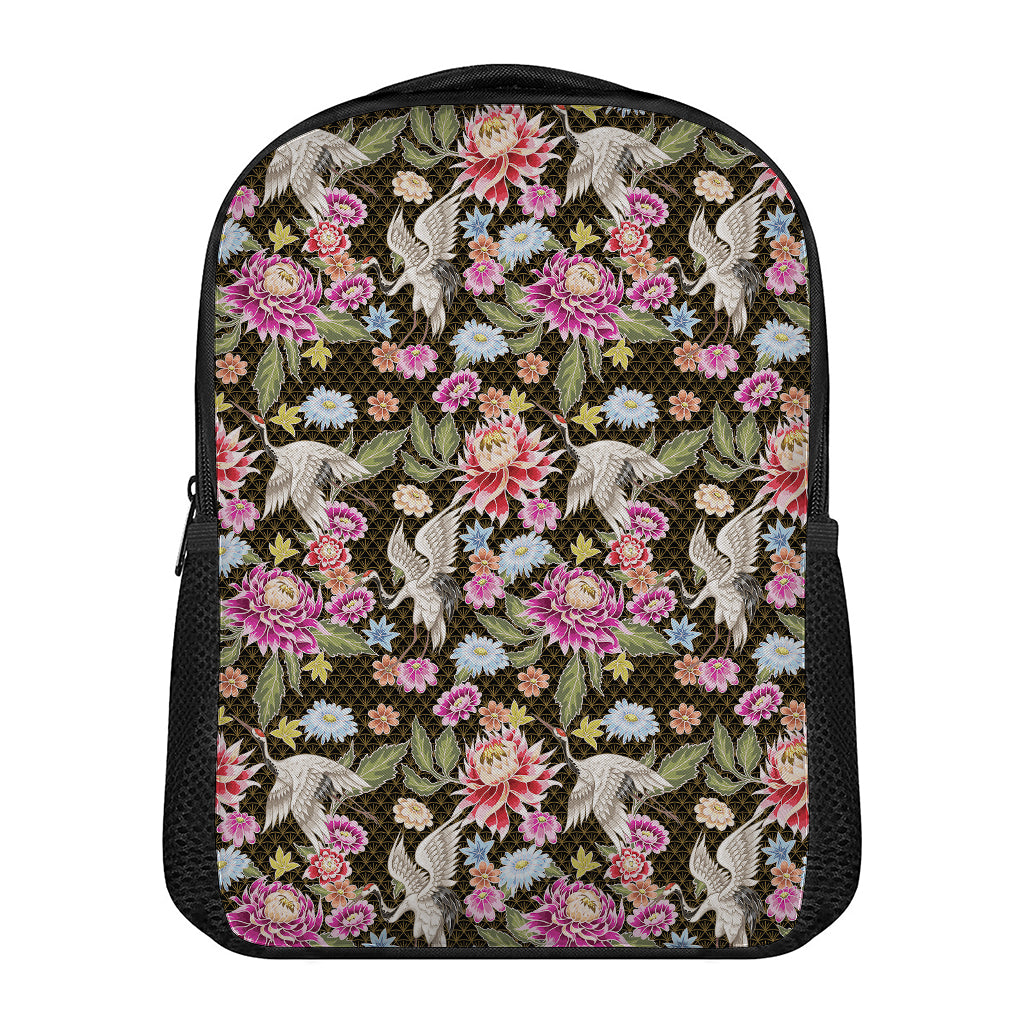 Asian Crane Bird Pattern Print Casual Backpack