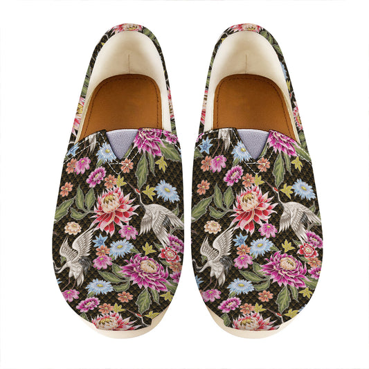 Asian Crane Bird Pattern Print Casual Shoes