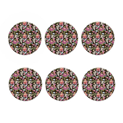 Asian Crane Bird Pattern Print Coaster Set