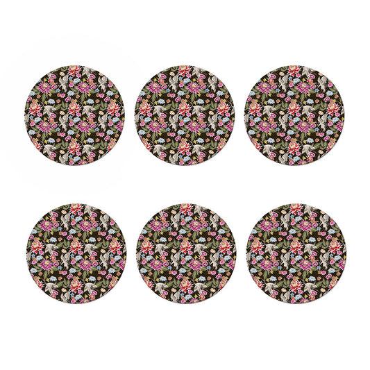 Asian Crane Bird Pattern Print Coaster Set