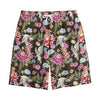 Asian Crane Bird Pattern Print Cotton Shorts