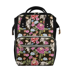 Asian Crane Bird Pattern Print Diaper Bag