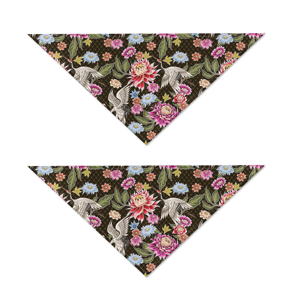 Asian Crane Bird Pattern Print Dog Bandana