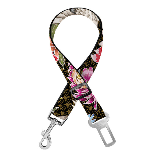 Asian Crane Bird Pattern Print Dog Seat Belt