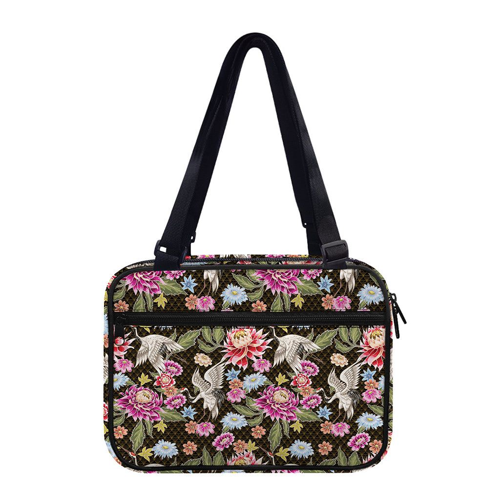 Asian Crane Bird Pattern Print Double Strap Bible Bag