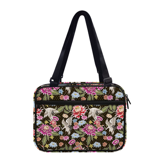 Asian Crane Bird Pattern Print Double Strap Bible Bag