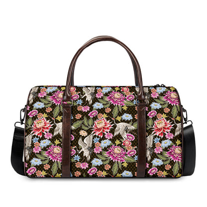 Asian Crane Bird Pattern Print Duffle Bag