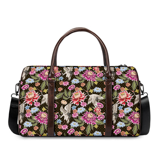 Asian Crane Bird Pattern Print Duffle Bag