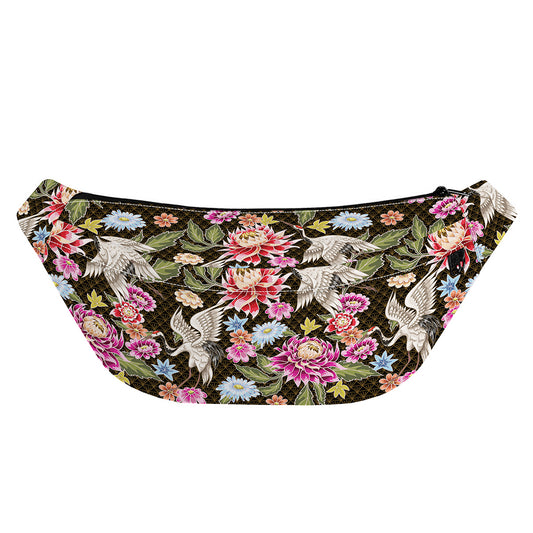 Asian Crane Bird Pattern Print Fanny Pack