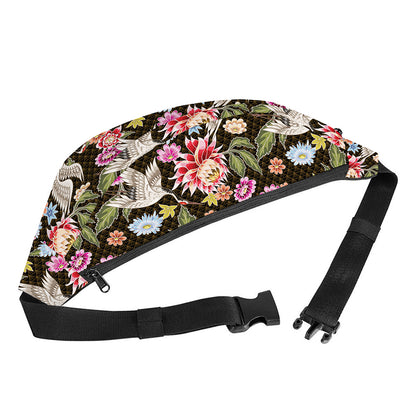 Asian Crane Bird Pattern Print Fanny Pack