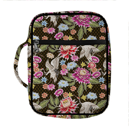 Asian Crane Bird Pattern Print Front Pocket Bible Bag
