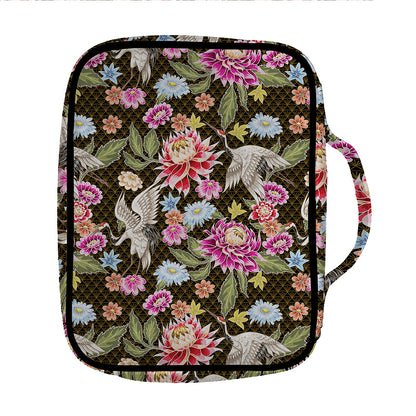 Asian Crane Bird Pattern Print Front Pocket Bible Bag