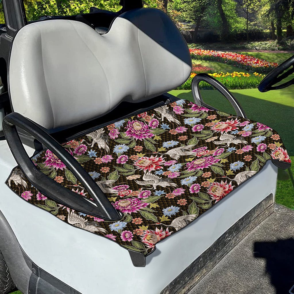 Asian Crane Bird Pattern Print Golf Cart Seat Cover