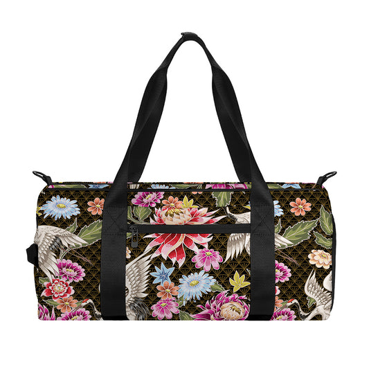 Asian Crane Bird Pattern Print Gym Bag