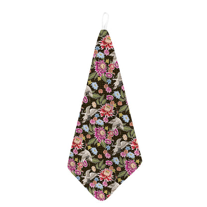 Asian Crane Bird Pattern Print Hand Towel