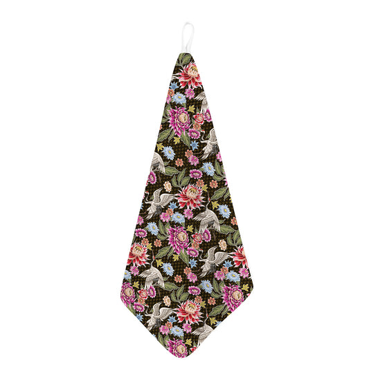 Asian Crane Bird Pattern Print Hand Towel