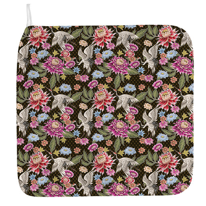 Asian Crane Bird Pattern Print Hand Towel