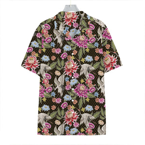 Asian Crane Bird Pattern Print Hawaiian Shirt