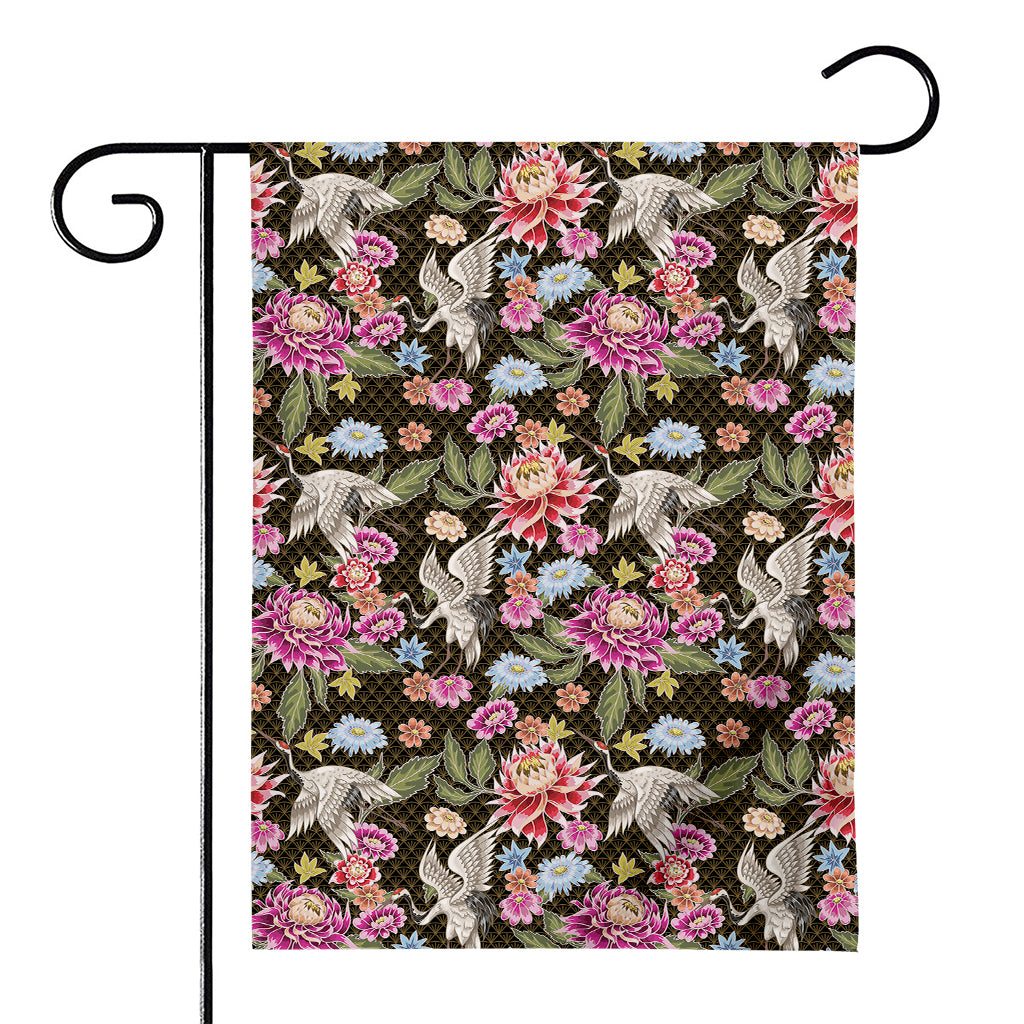 Asian Crane Bird Pattern Print House Flag