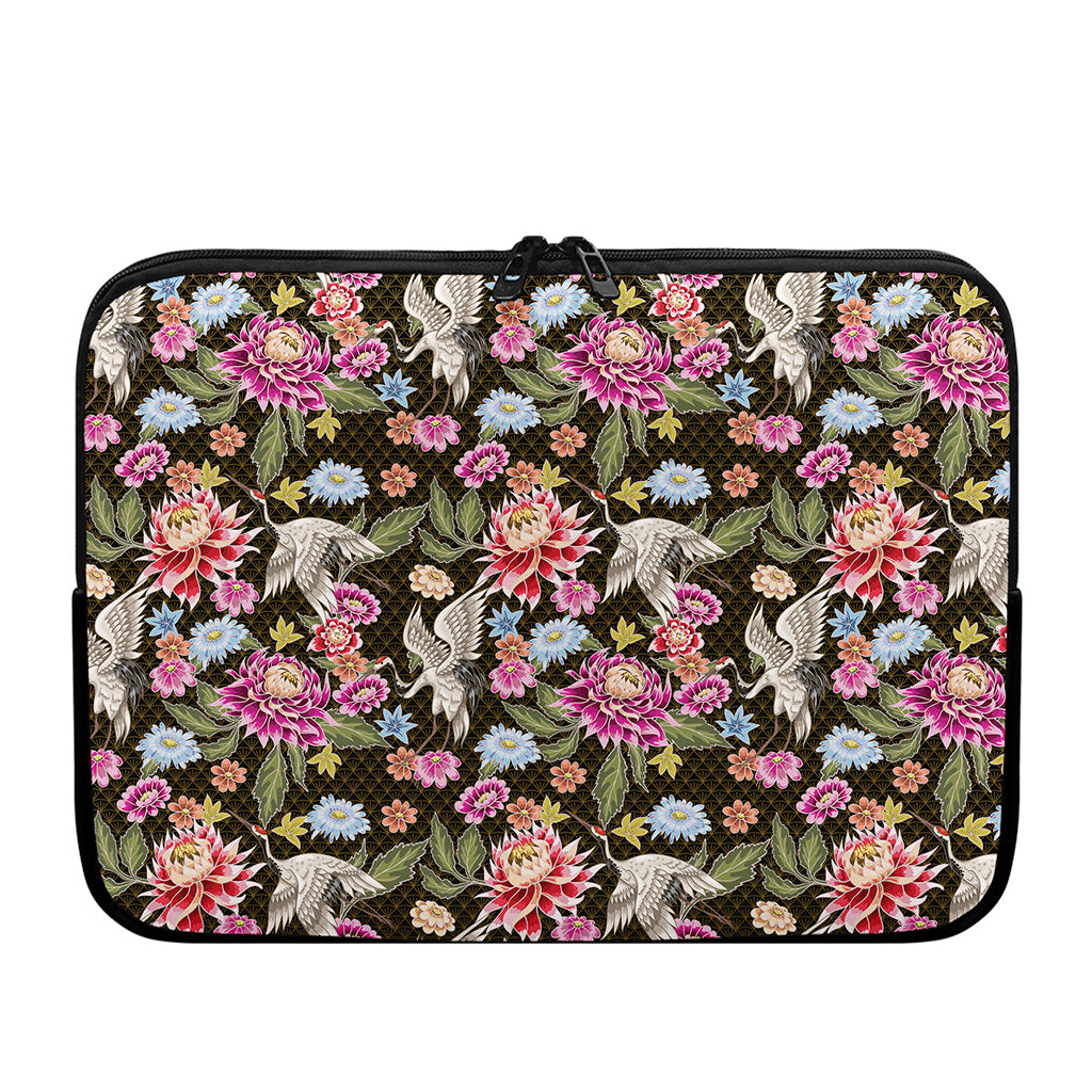 Asian Crane Bird Pattern Print Laptop Sleeve