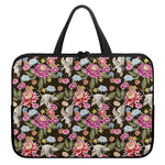 Asian Crane Bird Pattern Print Laptop Sleeve With Handle
