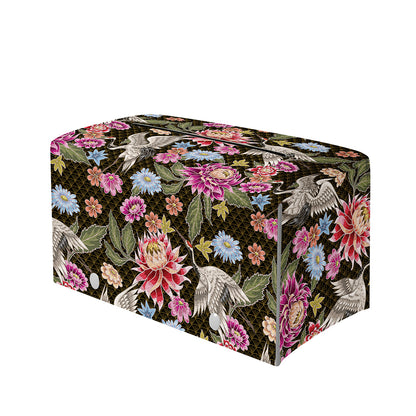 Asian Crane Bird Pattern Print Leather Tissue Box Cover