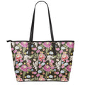 Asian Crane Bird Pattern Print Leather Tote Bag With Zipper