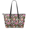 Asian Crane Bird Pattern Print Leather Tote Bag