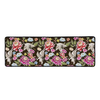 Asian Crane Bird Pattern Print Long Kitchen Mat