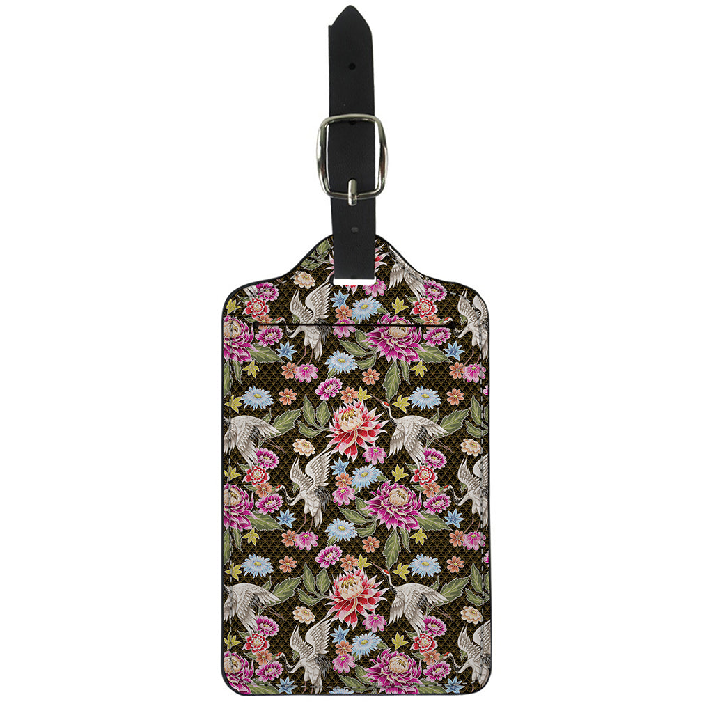 Asian Crane Bird Pattern Print Luggage Tag