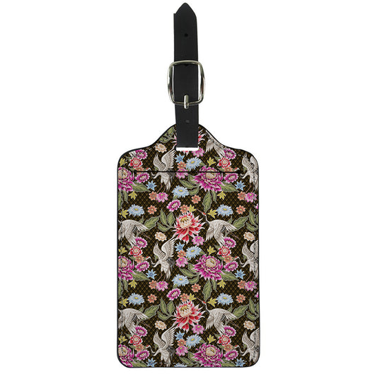 Asian Crane Bird Pattern Print Luggage Tag