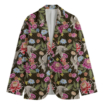 Asian Crane Bird Pattern Print Men's Blazer