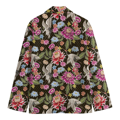 Asian Crane Bird Pattern Print Men's Blazer