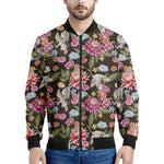 Asian Crane Bird Pattern Print Men's Bomber Jacket