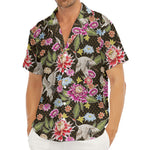 Asian Crane Bird Pattern Print Men's Deep V-Neck Shirt