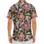 Asian Crane Bird Pattern Print Men's Deep V-Neck Shirt