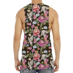 Asian Crane Bird Pattern Print Men's Muscle Tank Top