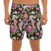 Asian Crane Bird Pattern Print Men's Split Running Shorts