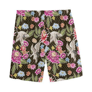 Asian Crane Bird Pattern Print Men's Sports Shorts