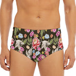 Asian Crane Bird Pattern Print Men's Triangle Swim Briefs