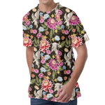 Asian Crane Bird Pattern Print Men's Velvet T-Shirt