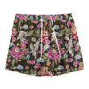 Asian Crane Bird Pattern Print Mesh Shorts