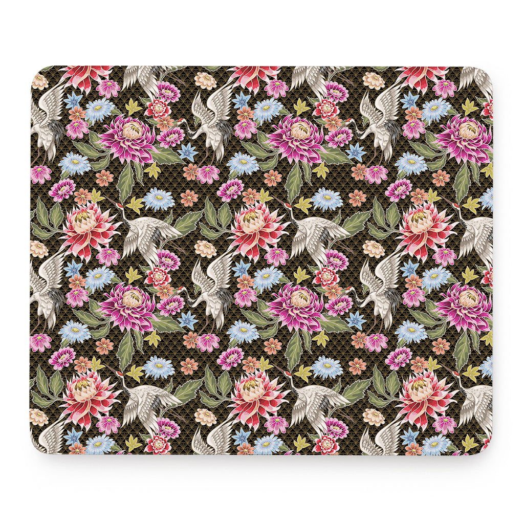 Asian Crane Bird Pattern Print Mouse Pad