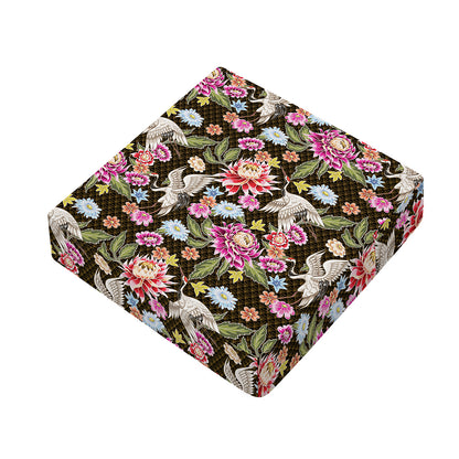 Asian Crane Bird Pattern Print Outdoor Seat Cushion Cover