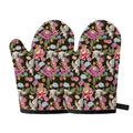 Asian Crane Bird Pattern Print Oven Mitts