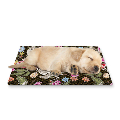 Asian Crane Bird Pattern Print Pet Cooling Mat Cover