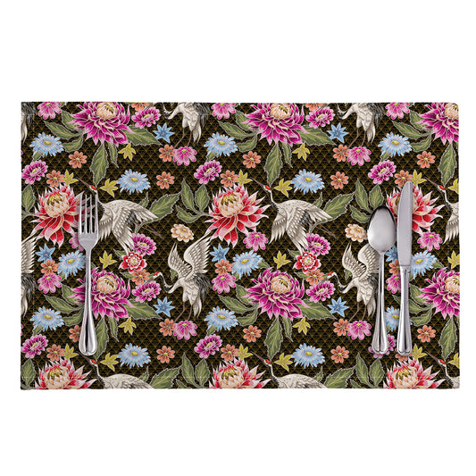 Asian Crane Bird Pattern Print Placemat