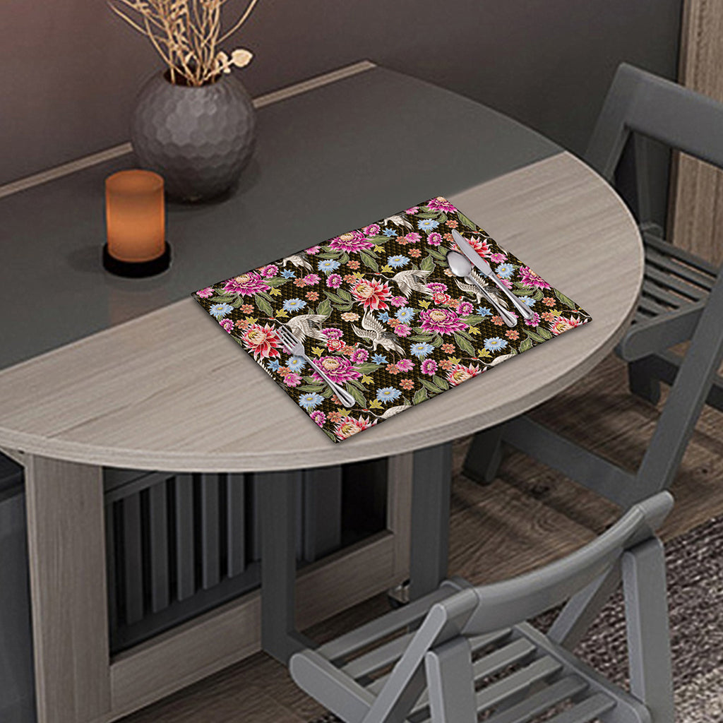 Asian Crane Bird Pattern Print Placemat