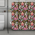 Asian Crane Bird Pattern Print Polyester Shower Curtain