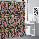 Asian Crane Bird Pattern Print Premium Shower Curtain